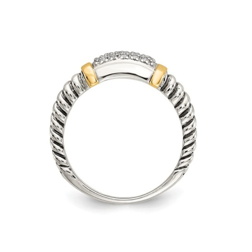 Diamond 1/10 Carat Ring in Sterling Silver with 14K Gold Accents