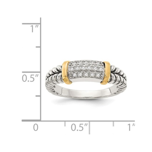 Diamond 1/10 Carat Ring in Sterling Silver with 14K Gold Accents