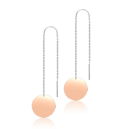 Image 1 de 1.. Boucles d'oreilles pendantes rondes en argent sterling plaqué or rose