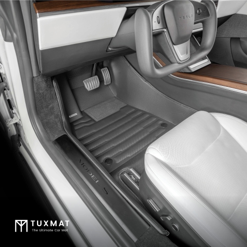 TuxMat - For Tesla Model S 2021-2026 Models - Custom Car Mats - Maximum Coverage, All Weather, Laser Measured - This Full Set Includes 1st and 2nd