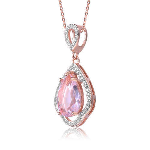 Rozzato Rose Gold Plated Pear Shaped Light Purple Cubic Zirconia Pendant