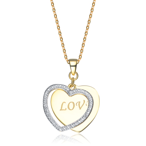 Image 1 of 2.. Rozzato Sterling Silver Two Tone "love" Heart Pendnat
