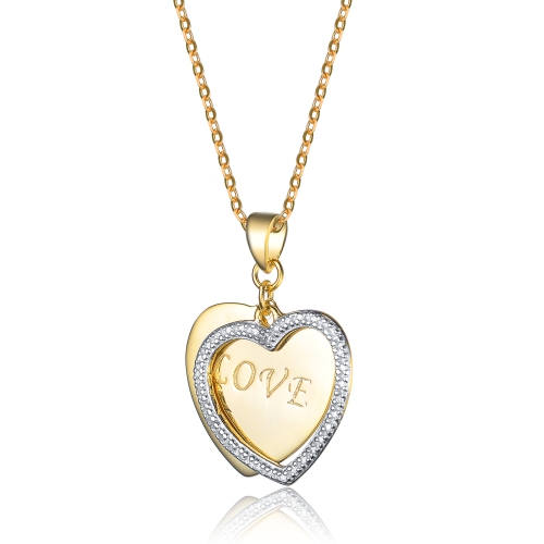 Rozzato Sterling Silver Two Tone "love" Heart Pendnat