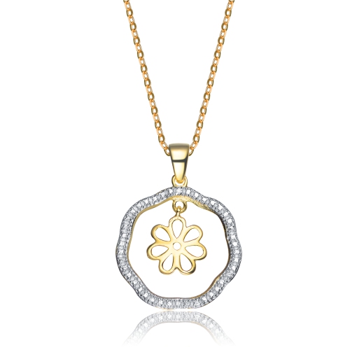 Image 1 de 2.. Pendentif fleur deux tons en argent sterling