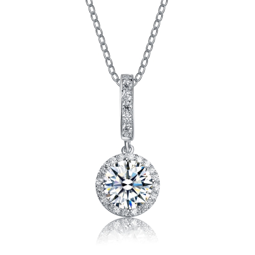 Image 1 de 2.. Pendentif goutte rond plaquï¿½ rhodium cz ss