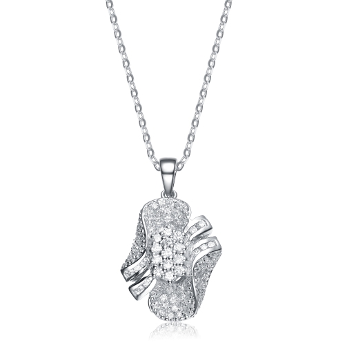 Image 1 de 2.. Pendentif design fluide en argent sterling avec zircon cubique blanc