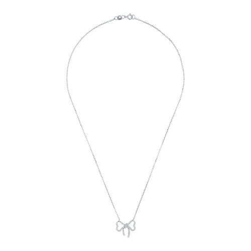 Rozzato Rose-plated Sterilng Silver Cubic Zirconia Mirco Pave Bow-tie Necklace