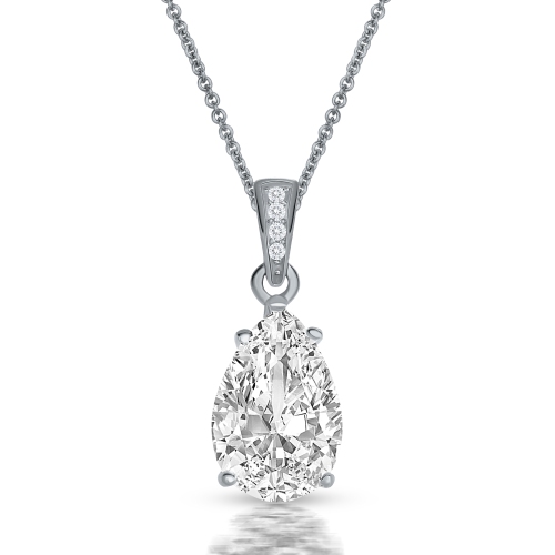 Rozzato C.z. Sterling Silver Pear Shape Cubic Zirconia Pendant