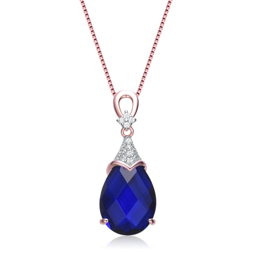 Image 1 of 3.. Rozzato White And Blue Cubic Zirconia Rose Gold Plated Sterling Silver Necklace