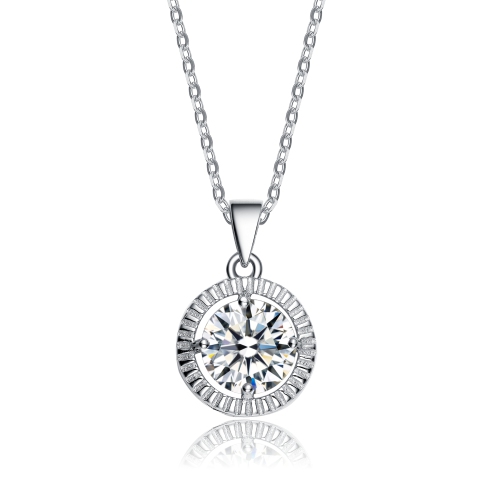 Image 1 of 2.. Rozzato C.z. Sterling Silver Rhodium Plated Classic Round Pendant
