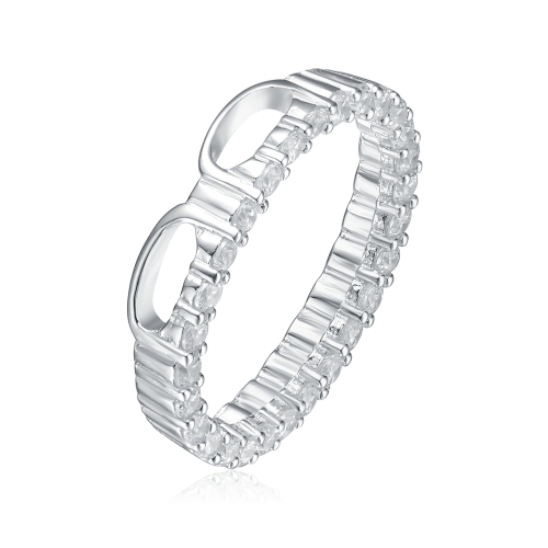 Rozzato Sterling Silver Cubic Zirconia Round Circle Pendant Necklace