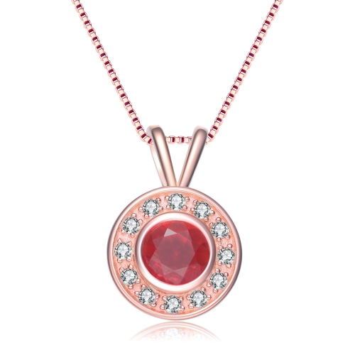 Rozzato White And Red Cubic Zirconia Rose Gold Plated Sterling Silver Pendant