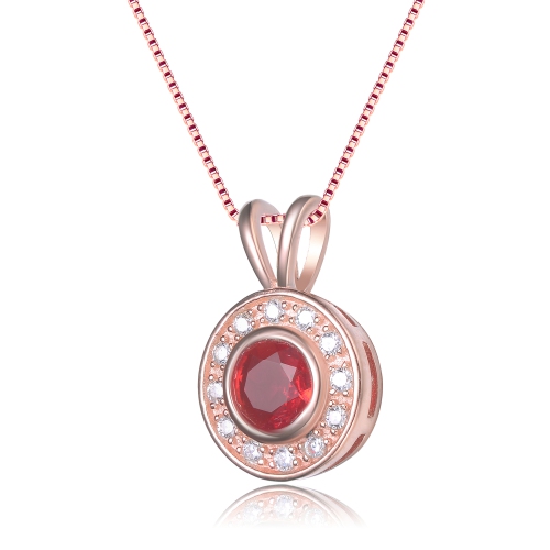 Rozzato White And Red Cubic Zirconia Rose Gold Plated Sterling Silver Pendant