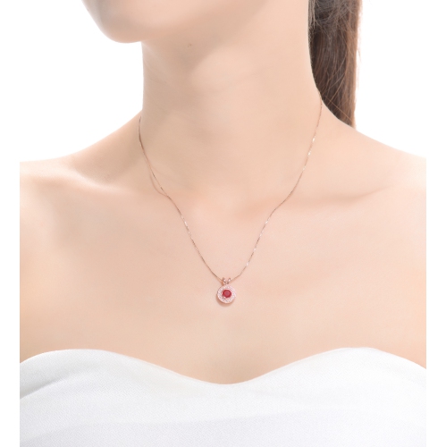 Rozzato White And Red Cubic Zirconia Rose Gold Plated Sterling Silver Pendant