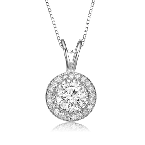 Rozzato Sterling Silver Cubic Zirconia Round Necklace