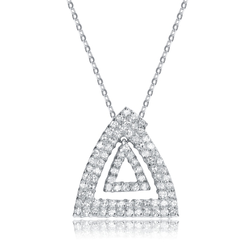 Rozzato Sterling Silver White Cubic Zirconia Triangle Design