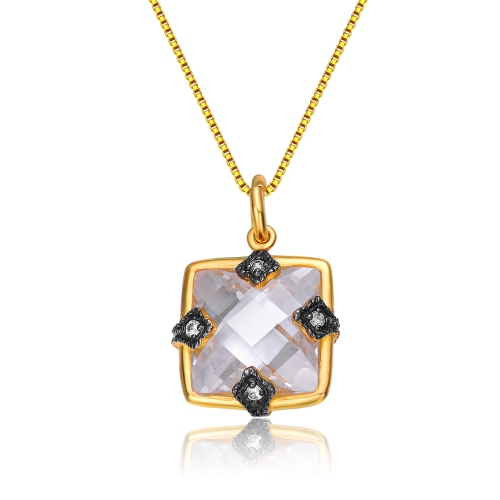 ROZZATO  Overlay Cubic Zirconia Fashionable Necklace In Gold