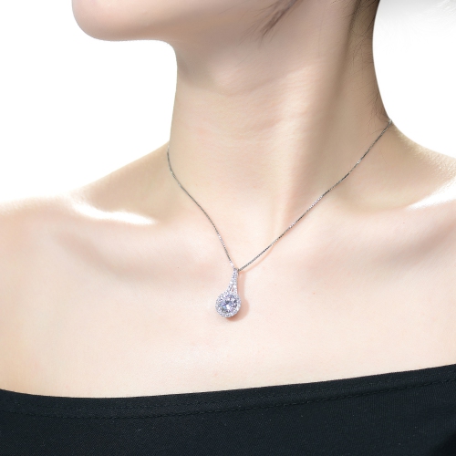 Rozzato Cz Sterling Silver Rhodium Plated Pendant