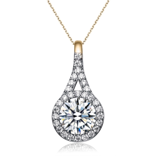 ROZZATO  Cz Sterling Silver Plated Pendant In Gold