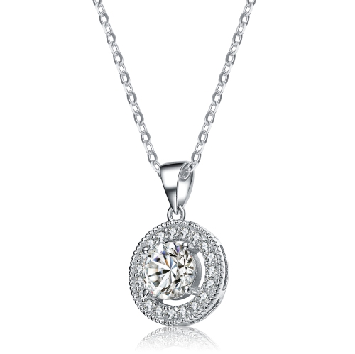 Rozzato Sterling Silver Cubic Zirconia Round Shape Necklace