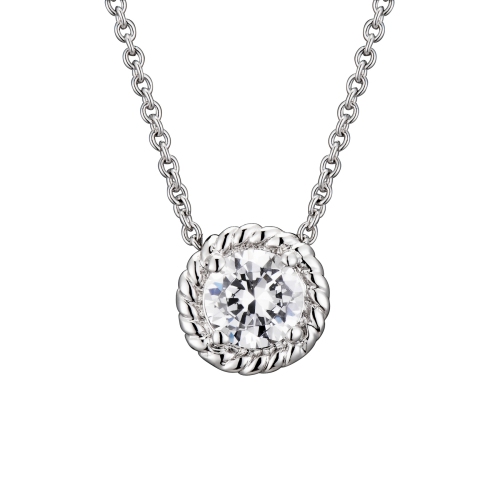 Rozzato C.z. Sterling Silver Round Cable Stud Pendant