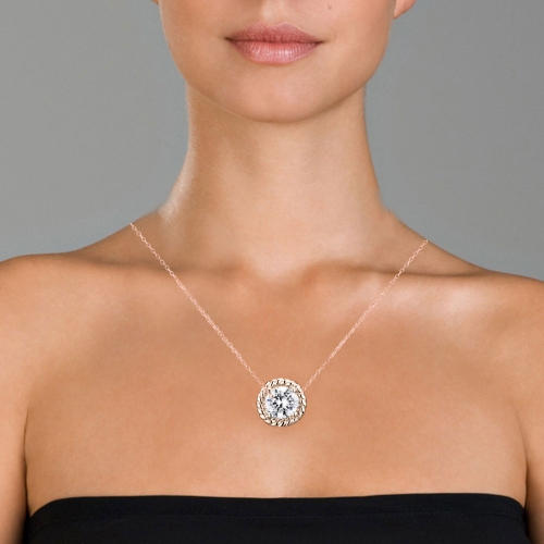 Rozzato C.z. Sterling Silver Round Cable Stud Pendant