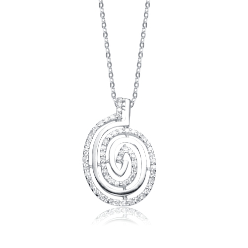 Image 1 de 2.. Collier tourbillon en argent sterling avec zircon cubique transparent