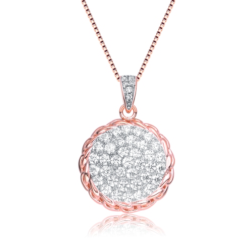 Image 1 de 3.. Pendentif rond en or rose cz