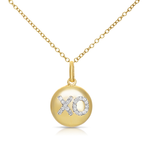 Image 1 of 2.. Rozzato C.z. Sterling Silver Gold Plated ''xo'' Disc Pendant