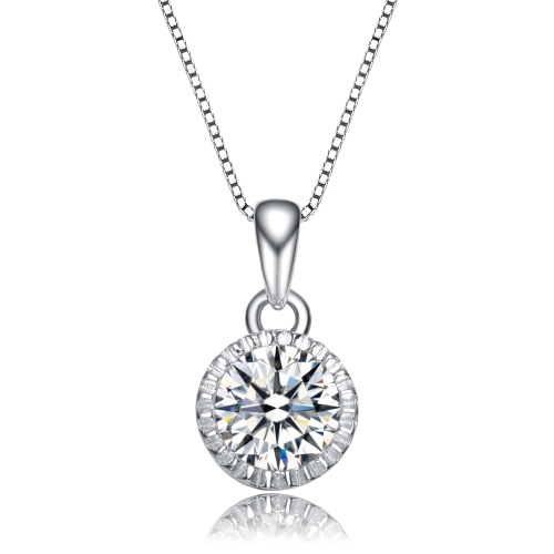Rozzato Sterling Silver Round Clear Cubic Zirconia Accent Pendant Necklace