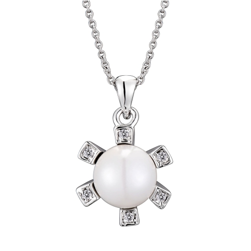 Rozzato Sterling Silver White Stone And Cubic Zirconia Accent Necklace