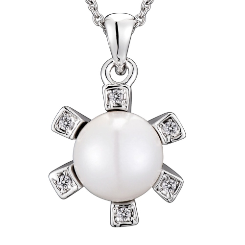 Rozzato Sterling Silver White Stone And Cubic Zirconia Accent Necklace