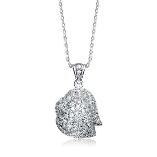 Rozzato Sterling Silver Cubic Zirconia Dangling Pendant Necklace