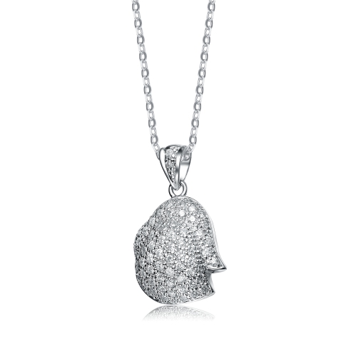 Rozzato Sterling Silver Cubic Zirconia Dangling Pendant Necklace