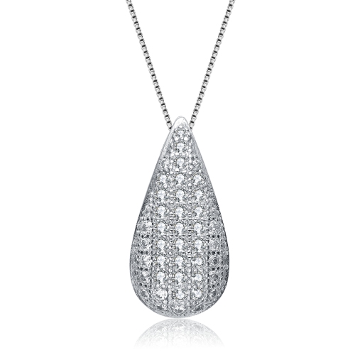 Rozzato Sterling Silver Small White Cubic Zirconia Teardrop Pendant