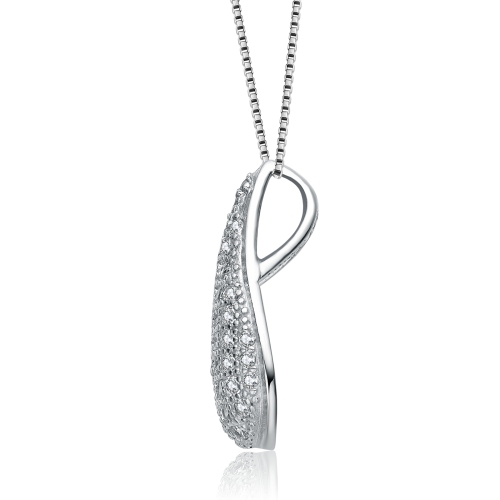 Rozzato Sterling Silver Small White Cubic Zirconia Teardrop Pendant