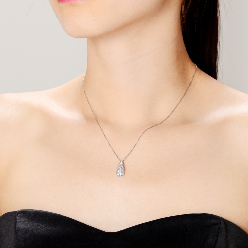 Rozzato Sterling Silver Small White Cubic Zirconia Teardrop Pendant