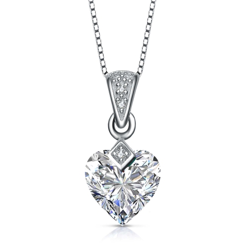 ROZZATO  Sterling Clear Heart Cubic Zirconia Pendant In Silver