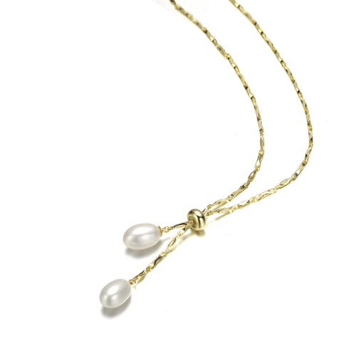 Rozzato 14k Gold Plated Pearl And Cubic Zirconia Y Neck Necklace