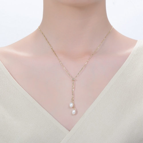 Rozzato 14k Gold Plated Pearl And Cubic Zirconia Y Neck Necklace