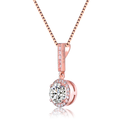 Rozzato Rose Gold Overlay Cubic Zirconia Solitaire Necklace
