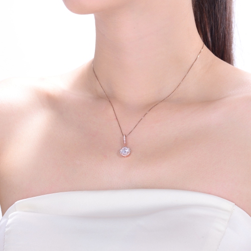 Rozzato Rose Gold Overlay Cubic Zirconia Solitaire Necklace