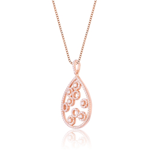 Rozzato Sterling Silver Gold Overlay Cubic Zirconia Circles Galore Necklace