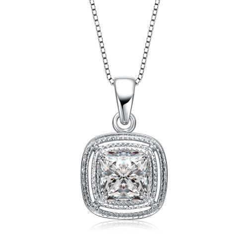 Rozzato Cz Sterling Silver Square Drop Pendant