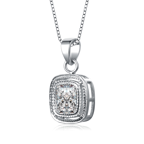 Rozzato Cz Sterling Silver Square Drop Pendant