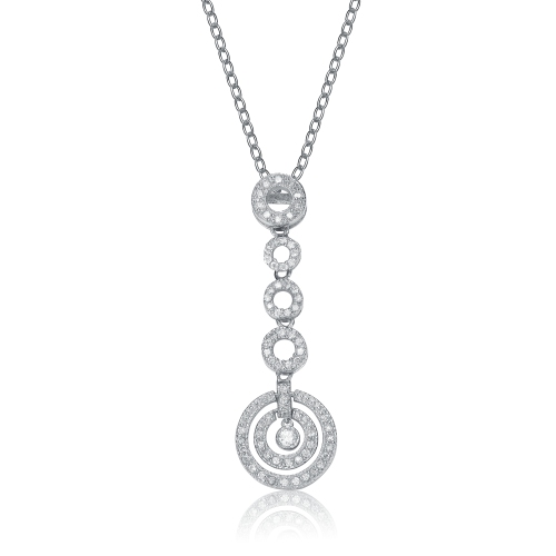 Rozzato Sterling Silver Circles Cubic Zirconia Accent Pendant Necklace