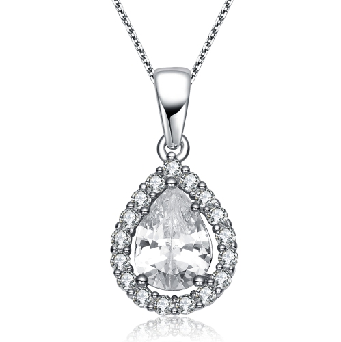 Image 1 de 3.. Pendentif en forme de poire plaquï¿½ rhodium cz ss