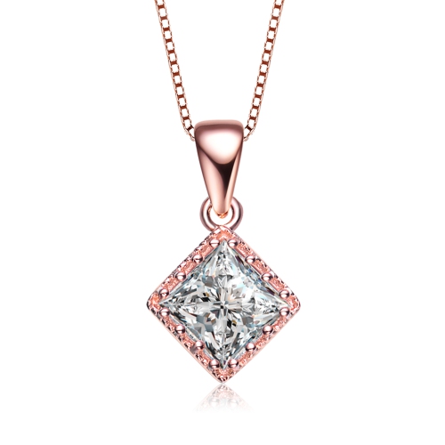 Image 1 of 2.. Rozzato C.z. Rose Plated Sterling Silver Square Shape Stud Style Pendant