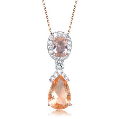 Rozzato Sterling Silver Hanging Orange Cubic Zirconia Pendant Necklace