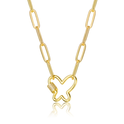 Collier à breloques en zircone cubique plaqué or 14 carats